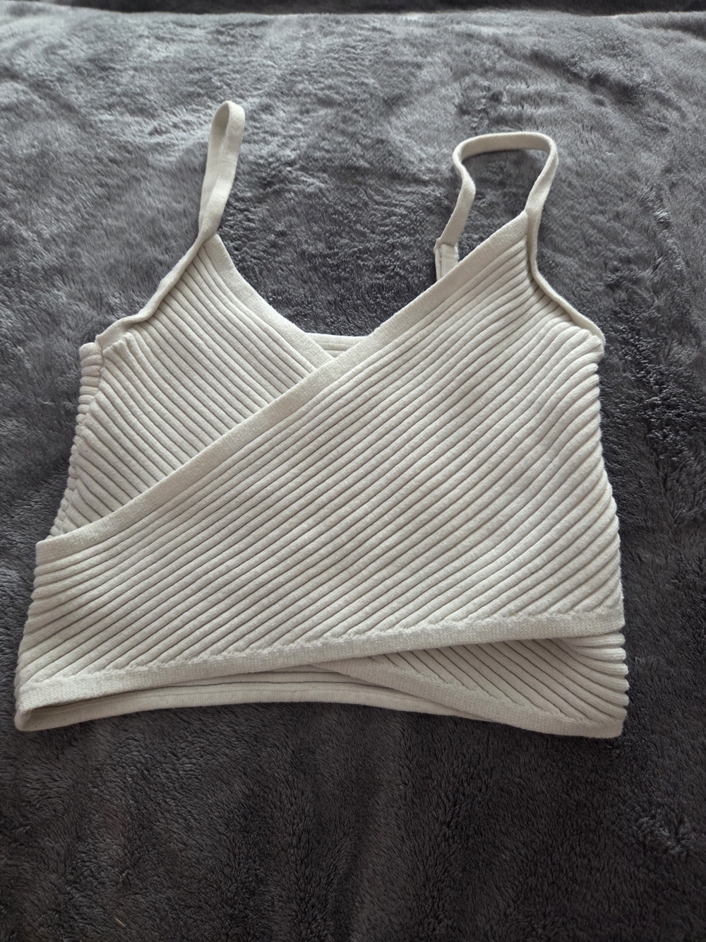 aerie Cream Ribbed Wrap Cami Tank